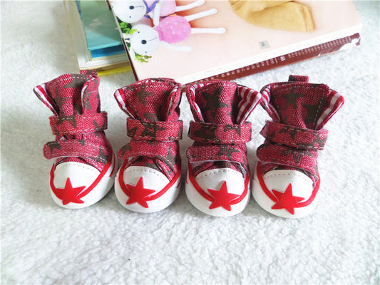 Factory Direct Wholesale Dog Shoes Star Cowboy Shoes Breathable Spring And Summer Puppy Shoes Teddy Bichon Dog Pet Shoes