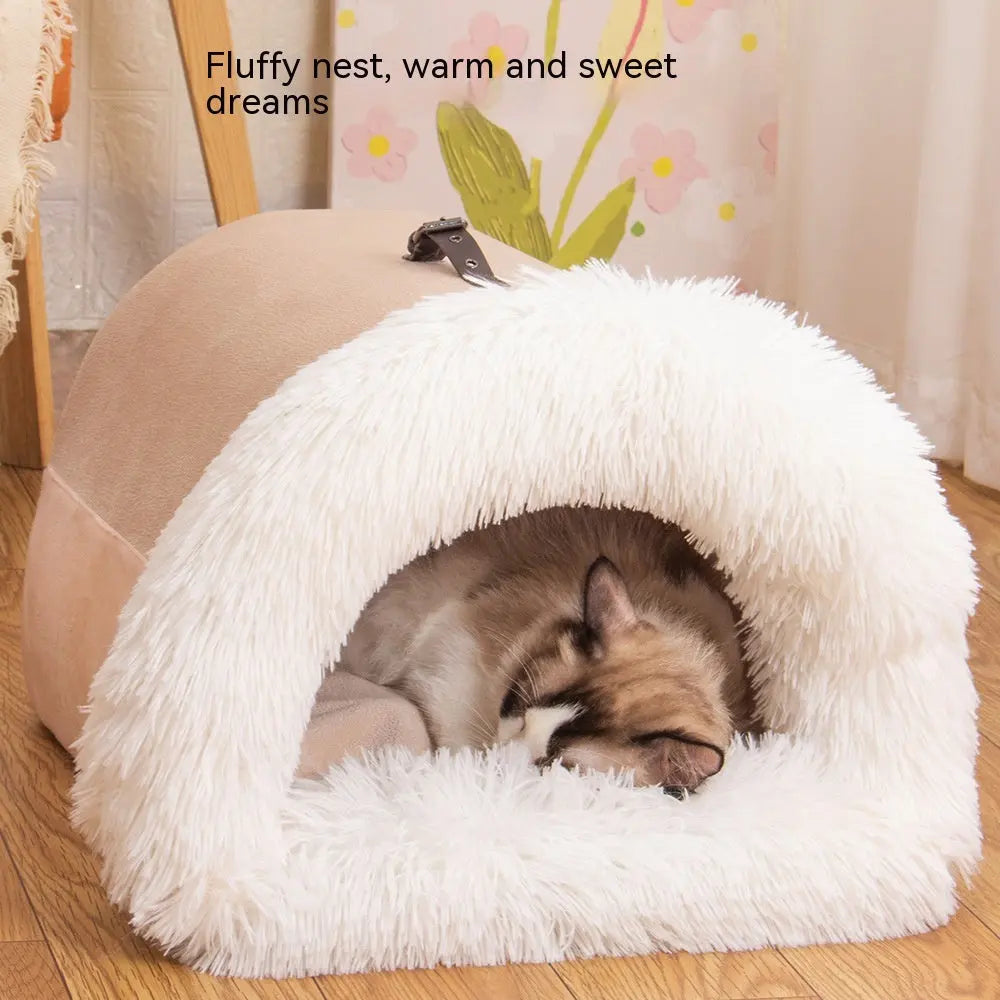 New Splice Portable Pet Nest Portable Autumn And Winter Warm Dog Nest Moisture-proof Long Fur Cat Nest Cross Border Pet Nest - Image #1