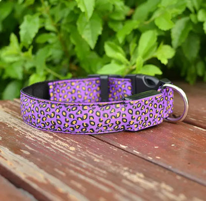 LED Dog Collar Safety Adjustable Nylon Leopard Pet Collar - Image #20