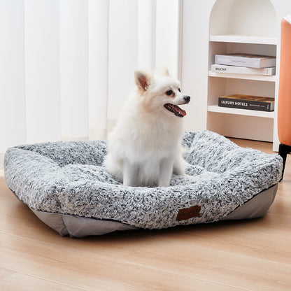 Swirl Rose Velvet Dog Beds For Small Medium Dogs Removable Cushion Calming Dog Sofa Beds Anti-Anxiety Machine Washable Cat Beds