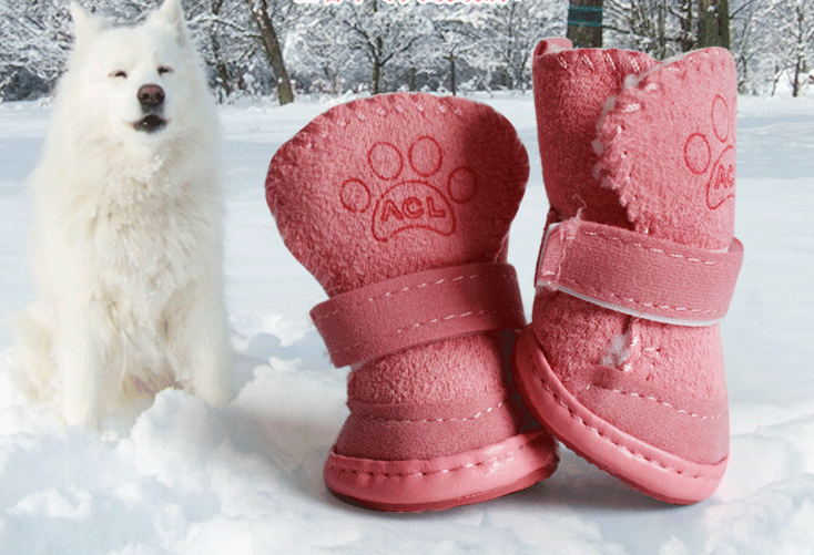 Dog Shoes Pet Shoes Lambskin Snow Shoes Cotton Shoes Khaki
