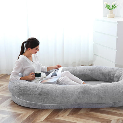 Dog Beds For Humans Size Fits You And Pets Washable Faux Fur Human Dog Bed For People Doze Off Napping Orthopedic Dog Bed