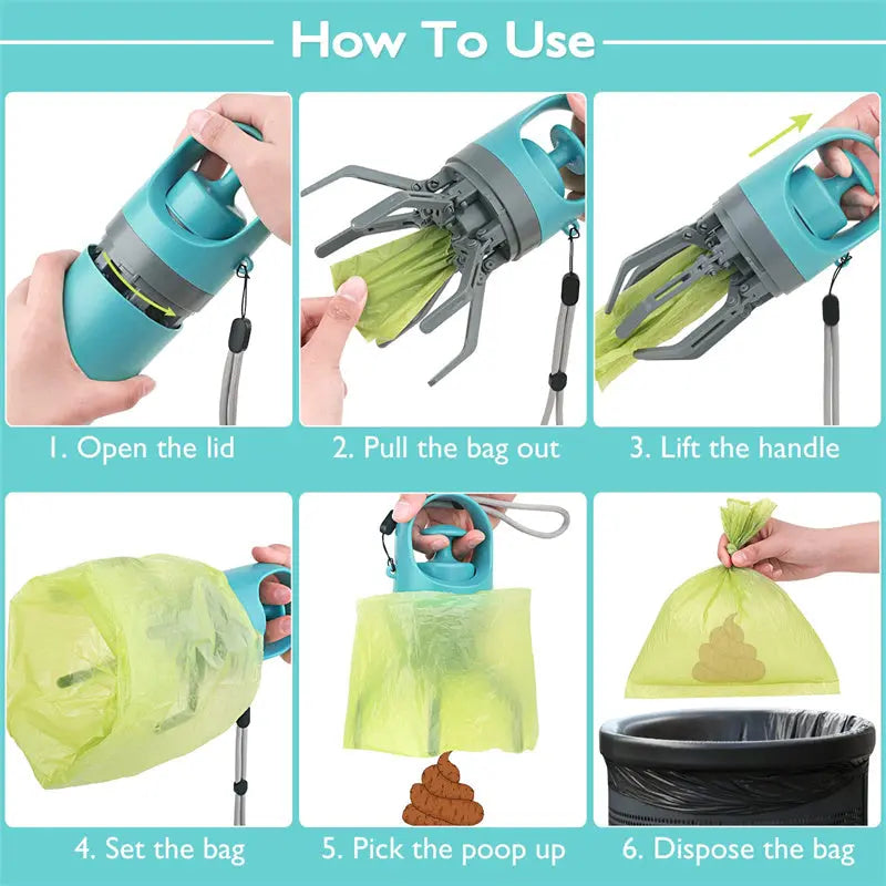 Portable Lightweight Dog Pooper Scooper With Built-in Poop Bag Dispenser Eight-claw Shovel For Pet Toilet Picker Pet Products - Image #7